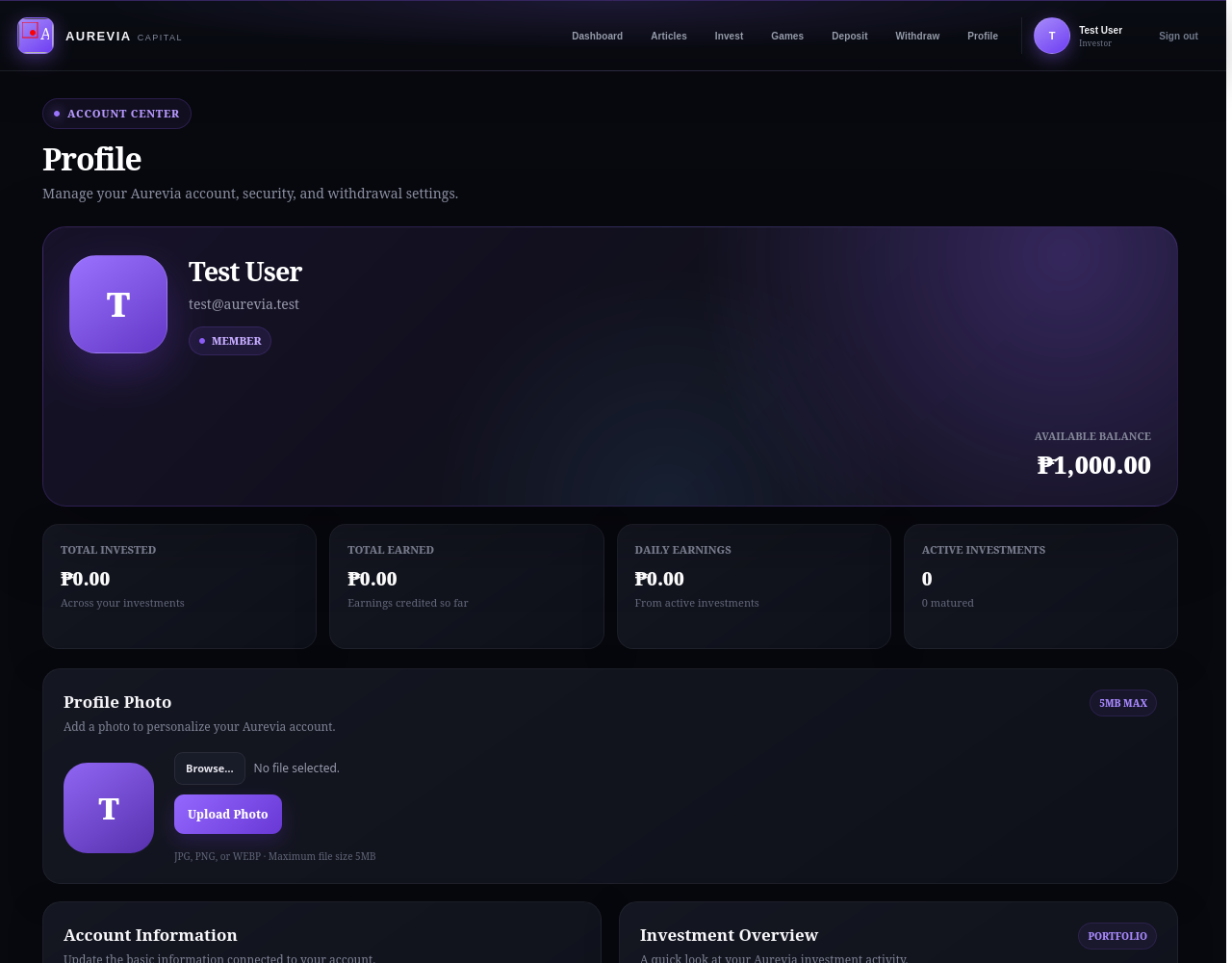 Aurevia Capital — user profile