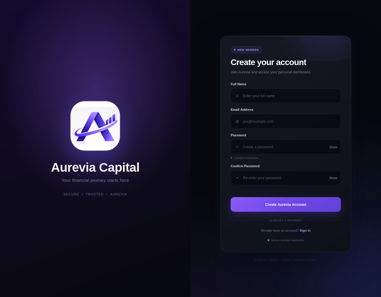 Aurevia Capital — registration page